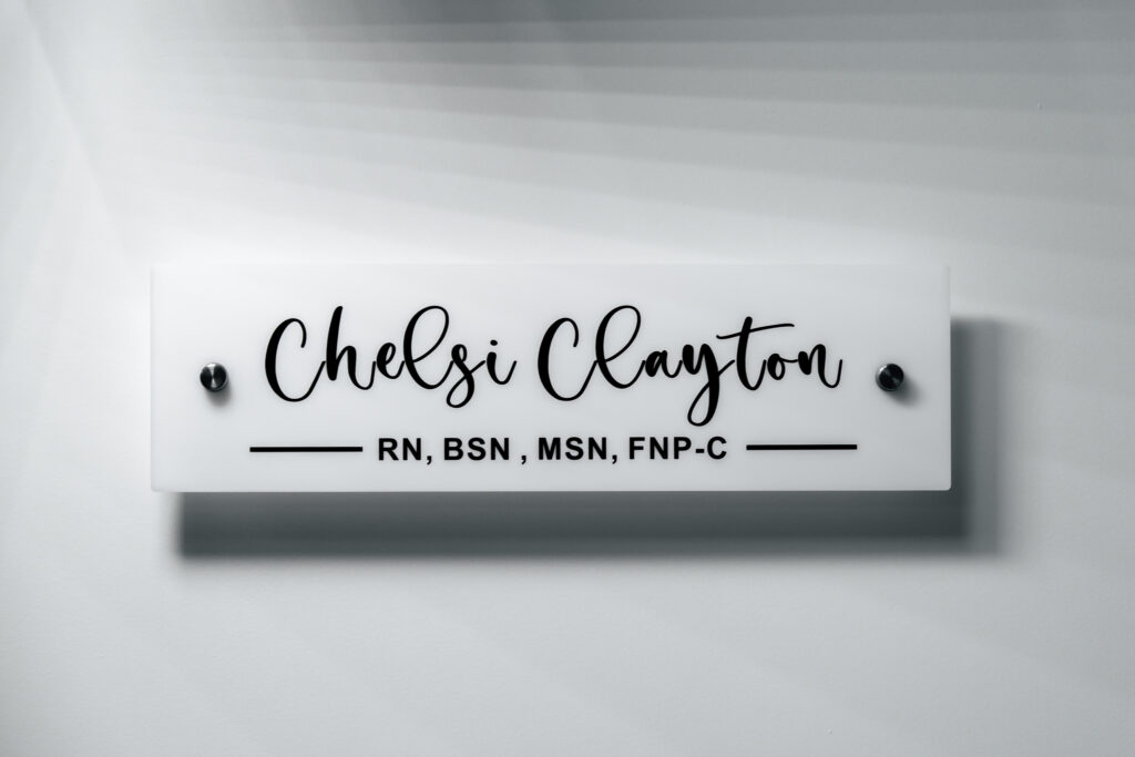 Chelsi Clayton professional name plaque.